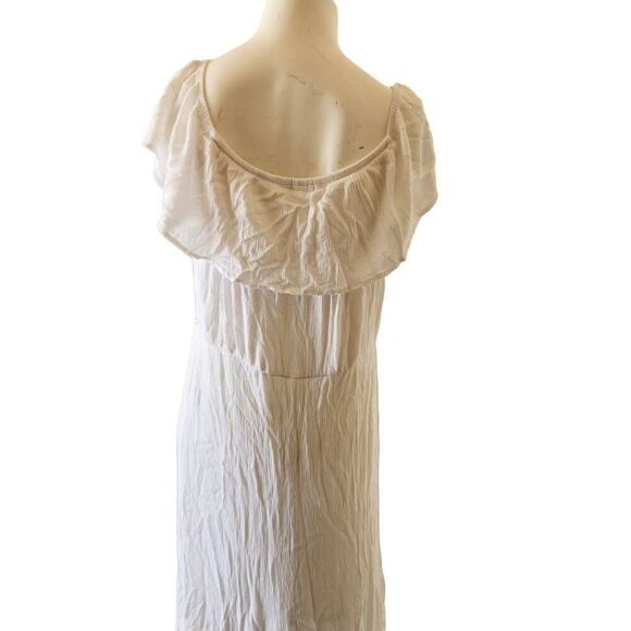 Xhilaration women's large white maxi dress ruffle off shoulder muslin texture - Picture 3 of 3